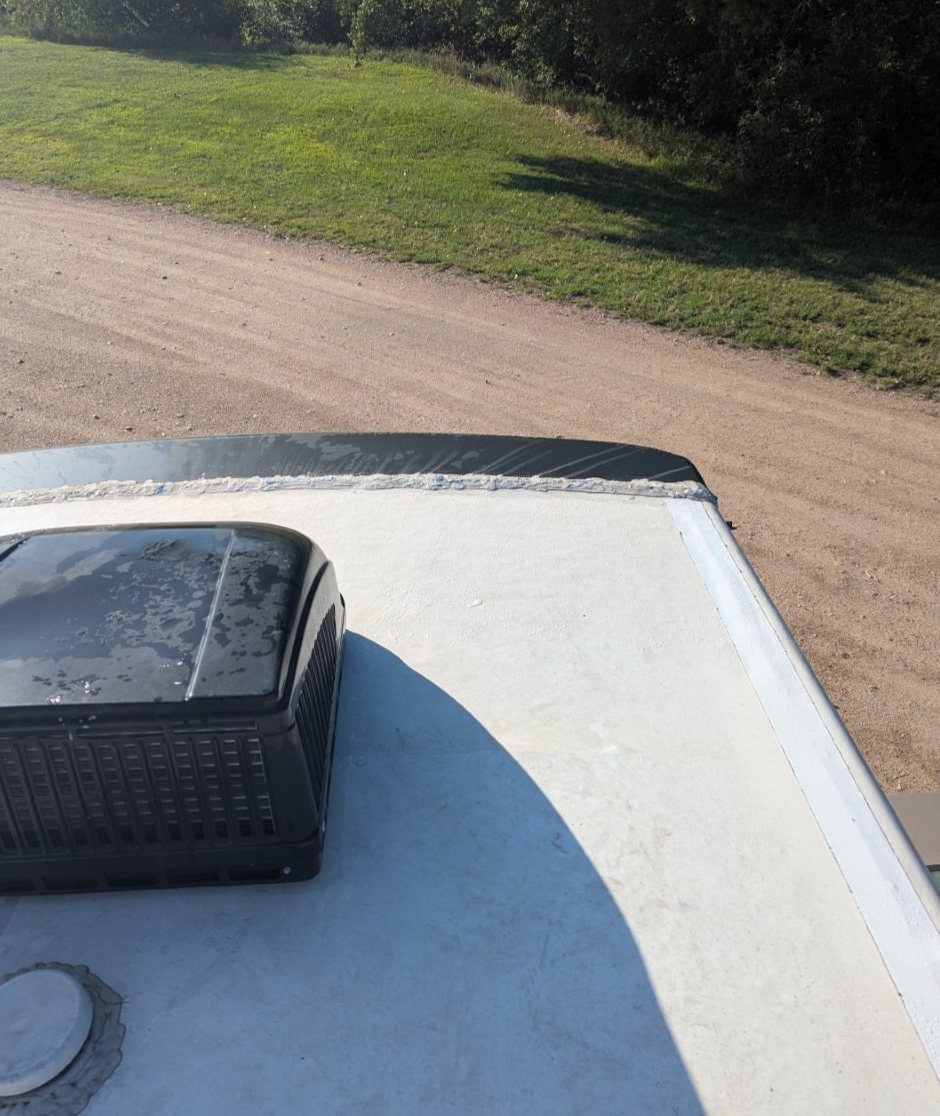 A freshly cleaned RV roof, cleaned by Mike